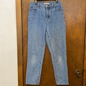 PACSUN high rise straight light washed jeans. 100% cotton = NO stretch! Size 25.